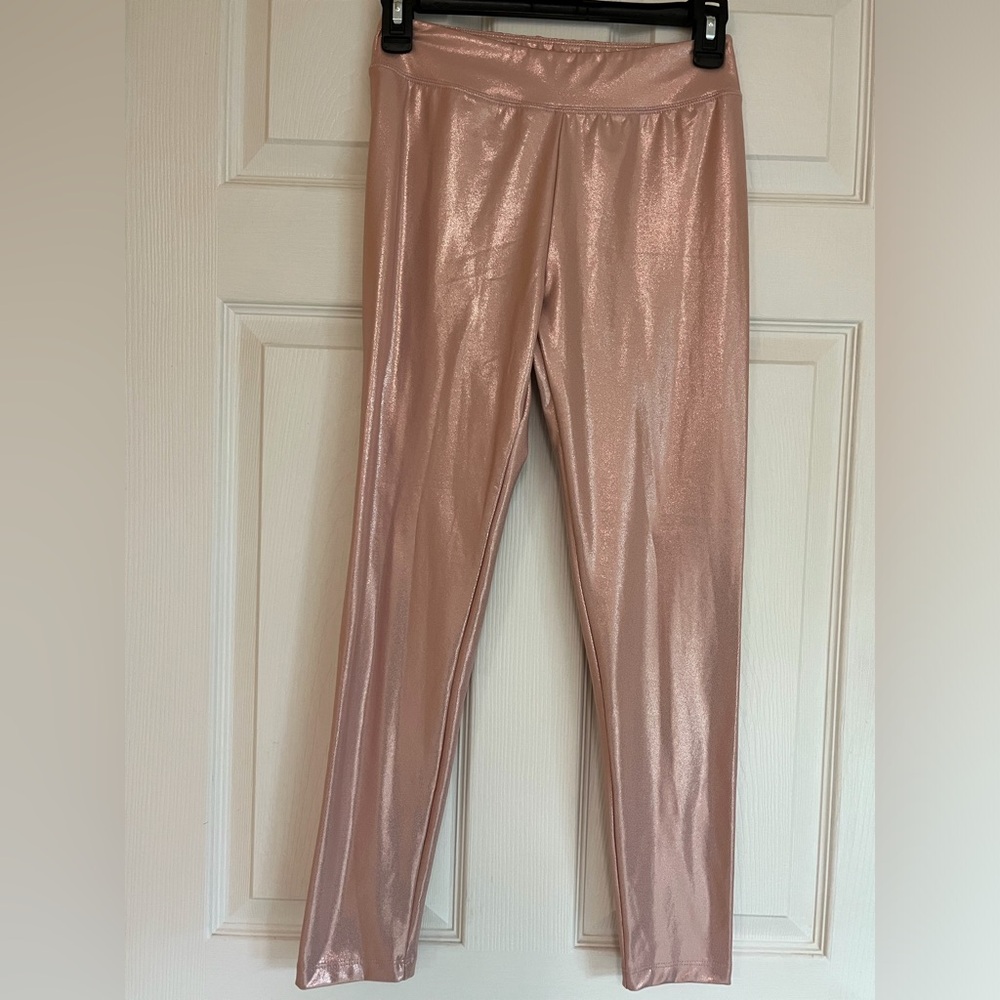 Cat & Jack Girls XL (14) Pull On Leggings Shiny Stretch Rose Gold Dance